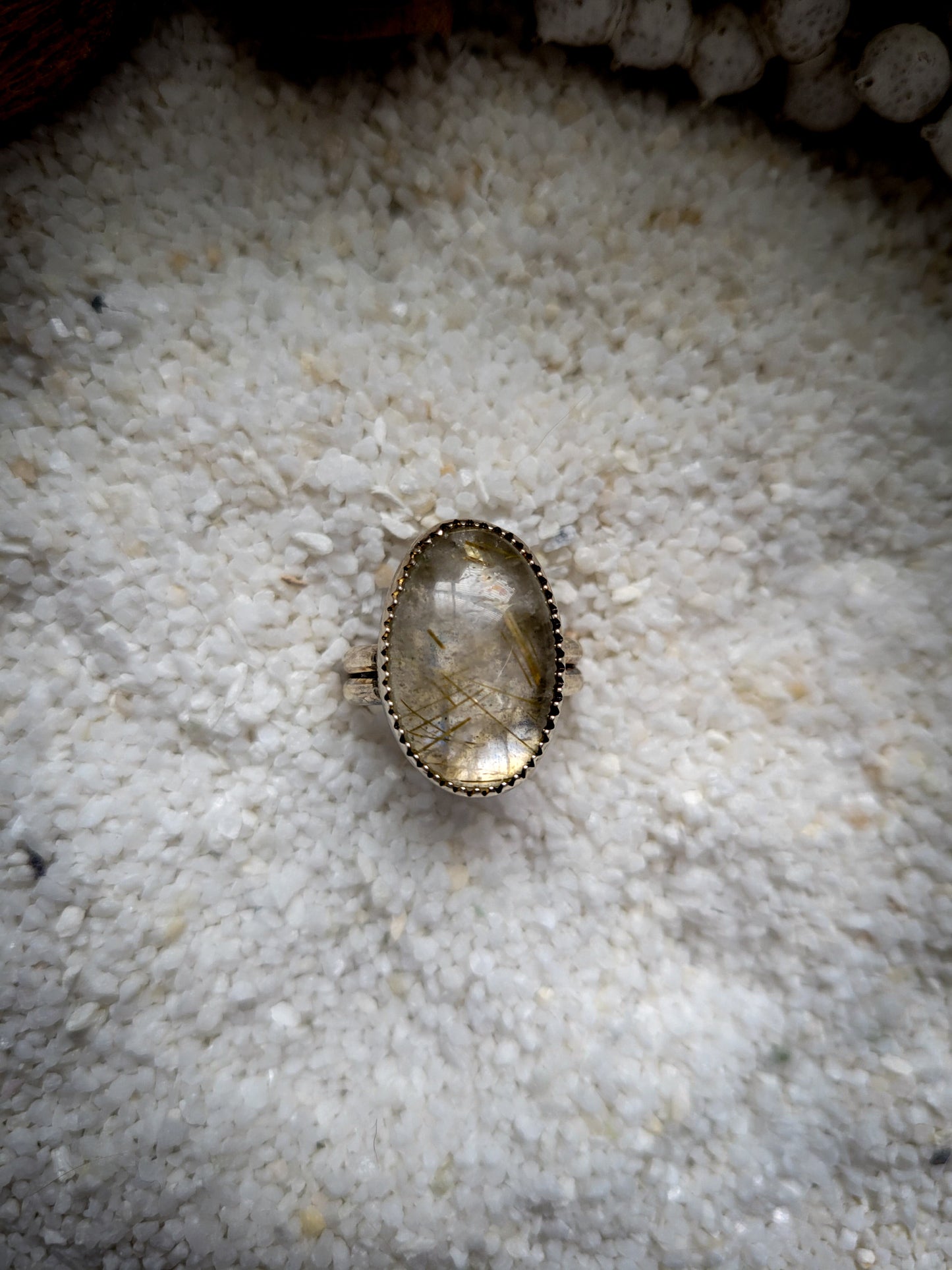 Labradorite Rutilated Quartz Duplet Gemstone Sterling Silver Ring Size 6