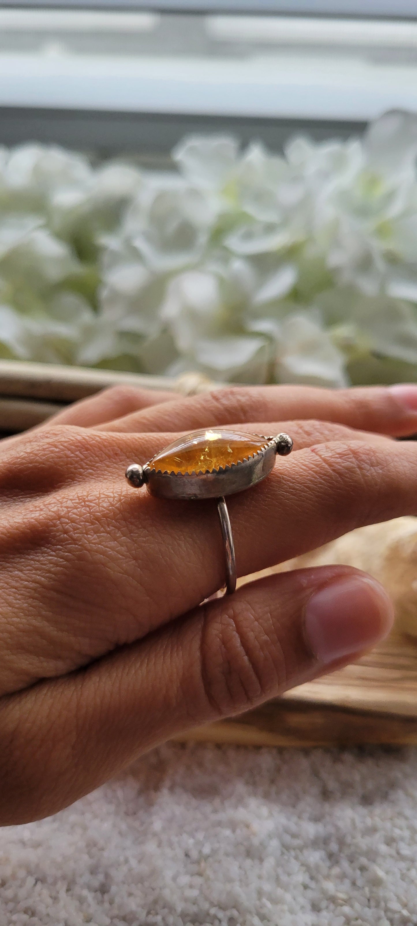 Citrine Sterling Silver Ring Size 7.5