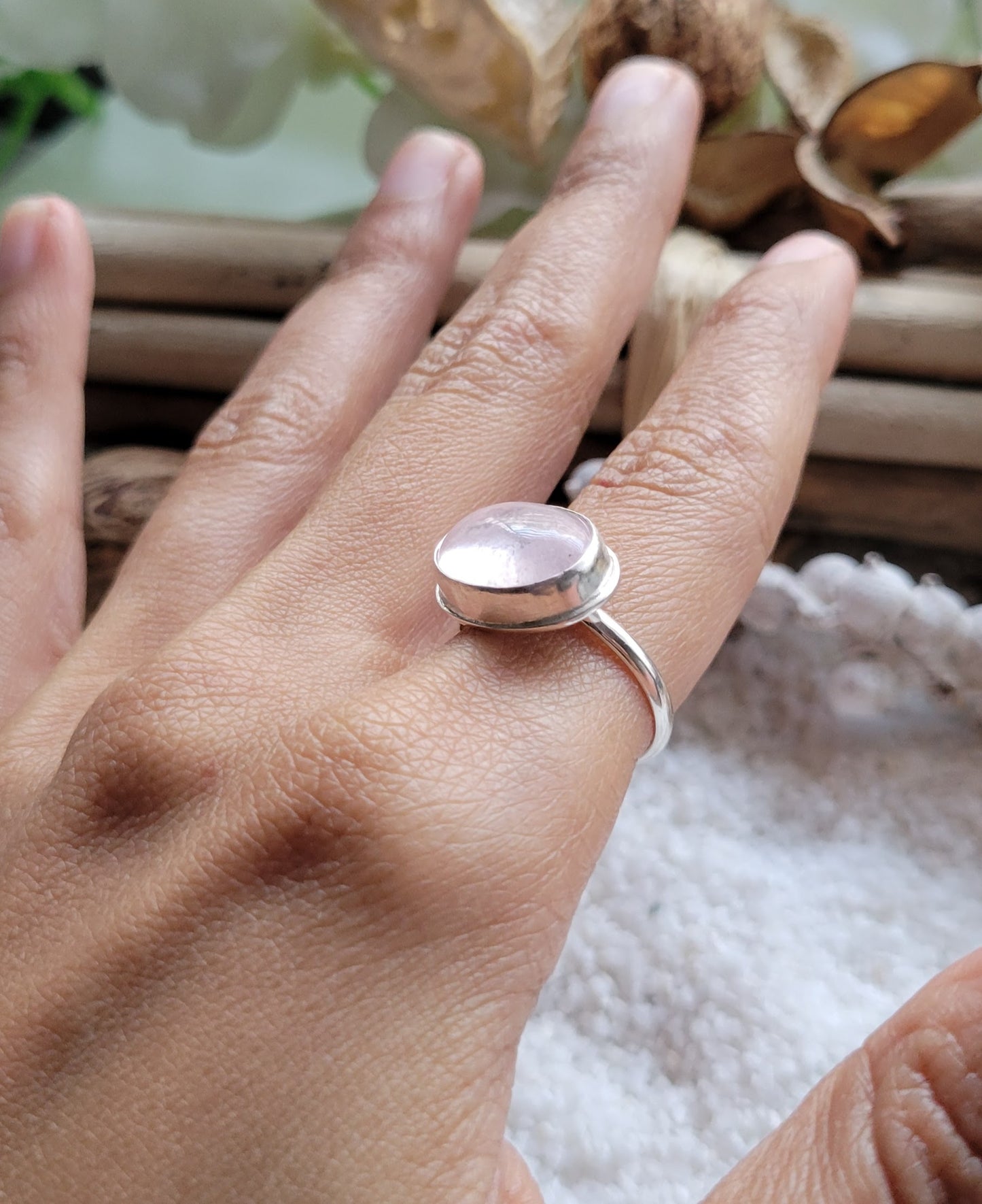 Morganite Sterling Silver Ring Size 6.5