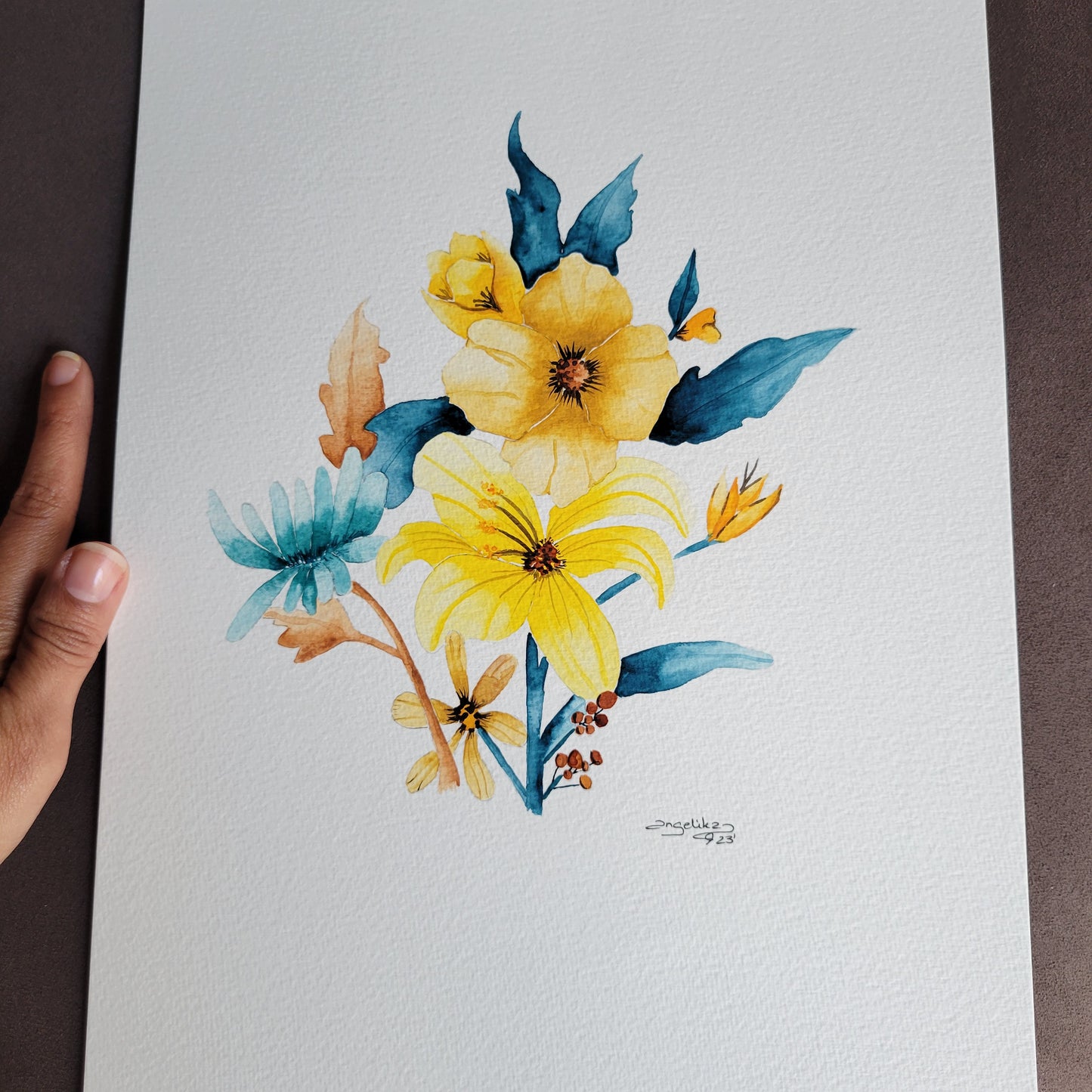 Yellow Flowers Watercolor Original Art