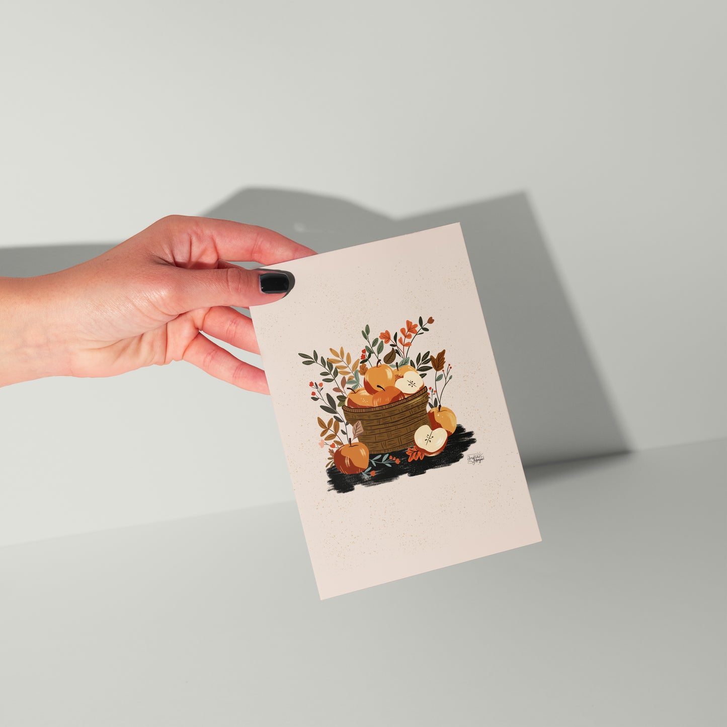 Apple Basket Greeting Card – Cozy Fall Botanical Blank Card
