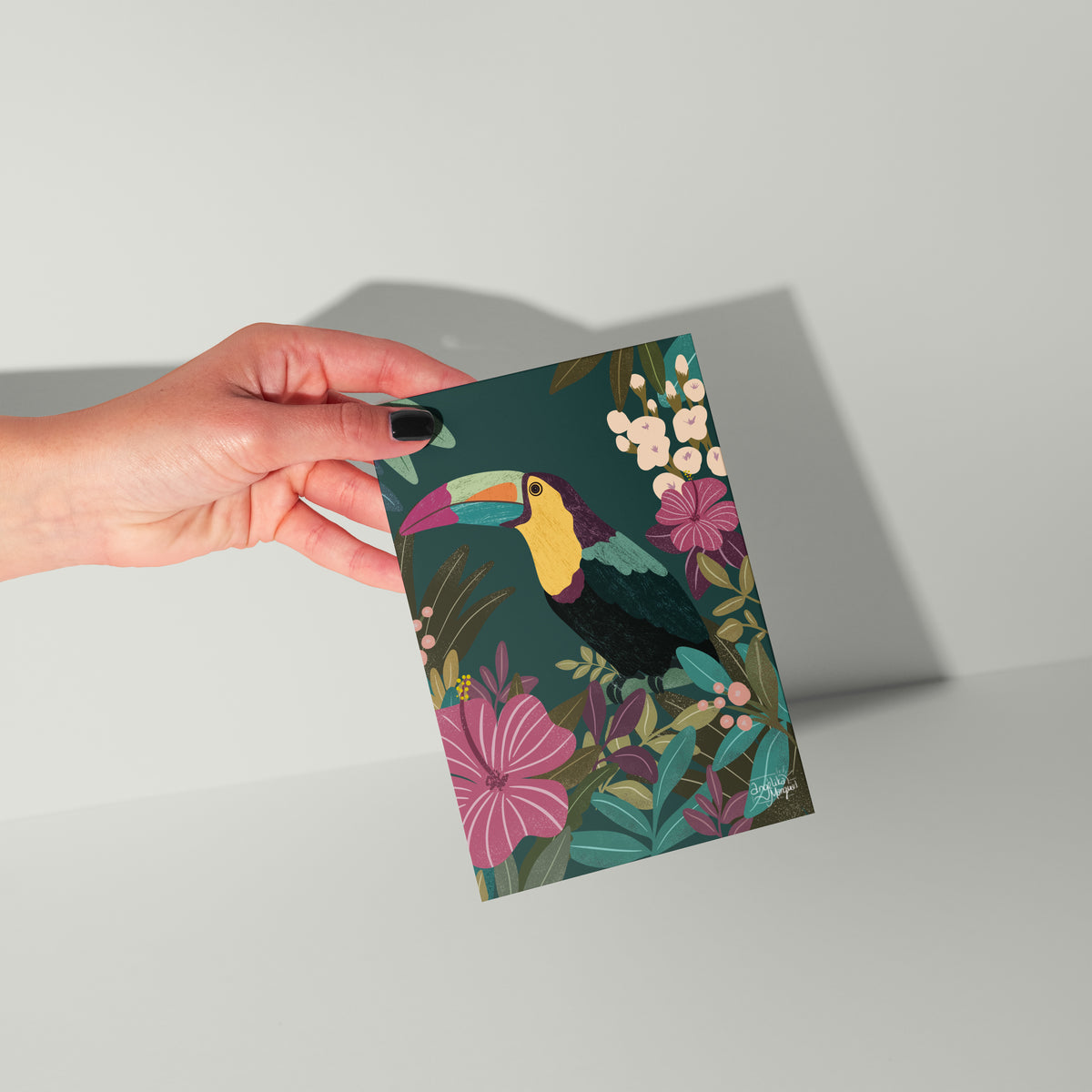 Toucan Greeting Card – Tropical Bird and Botanical Blank Card