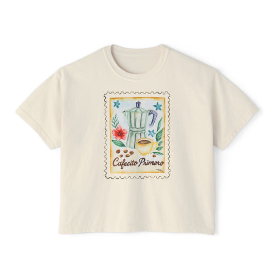Cafecito Primero Women's Boxy Tee | Cozy Vintage Style Shirt, Perfect for Coffee Lovers, Casual Wear, Gift for Her, Summer Essential