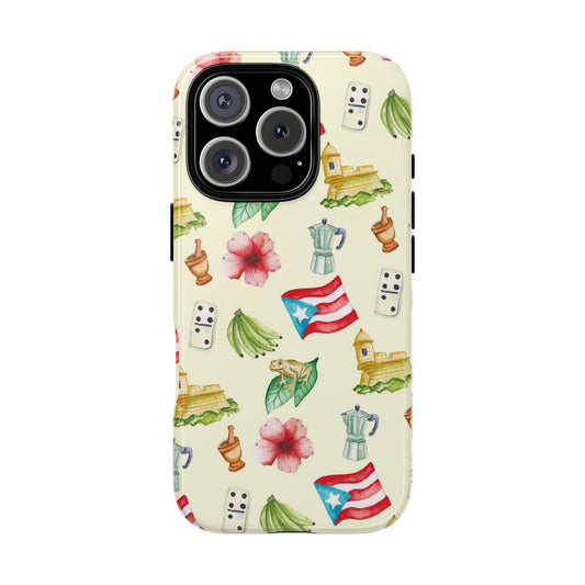 Puerto Rican Tropical Phone Case, Tough Cases, Custom Phone Cover, Gift for Her, Caribbean Style, Summer Vibes
