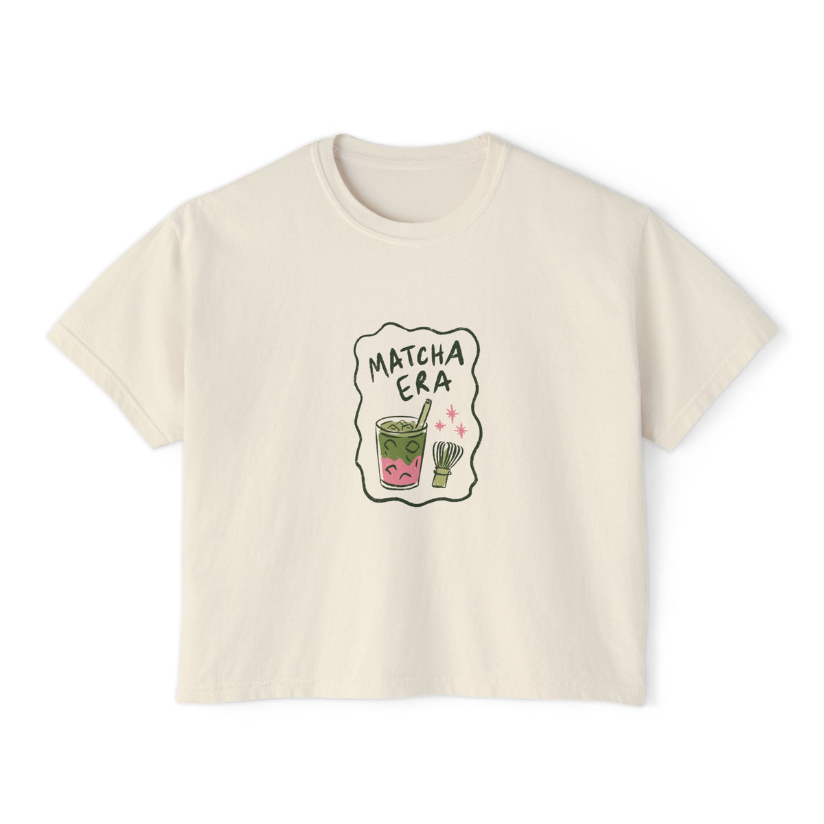 Matcha Era Boxy Tee Cute Matcha Graphic Shirt for Tea Lovers