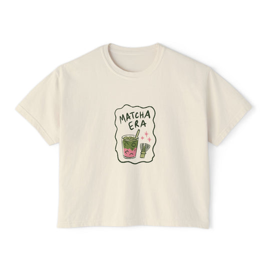 Matcha Era Boxy Tee Cute Matcha Graphic Shirt for Tea Lovers