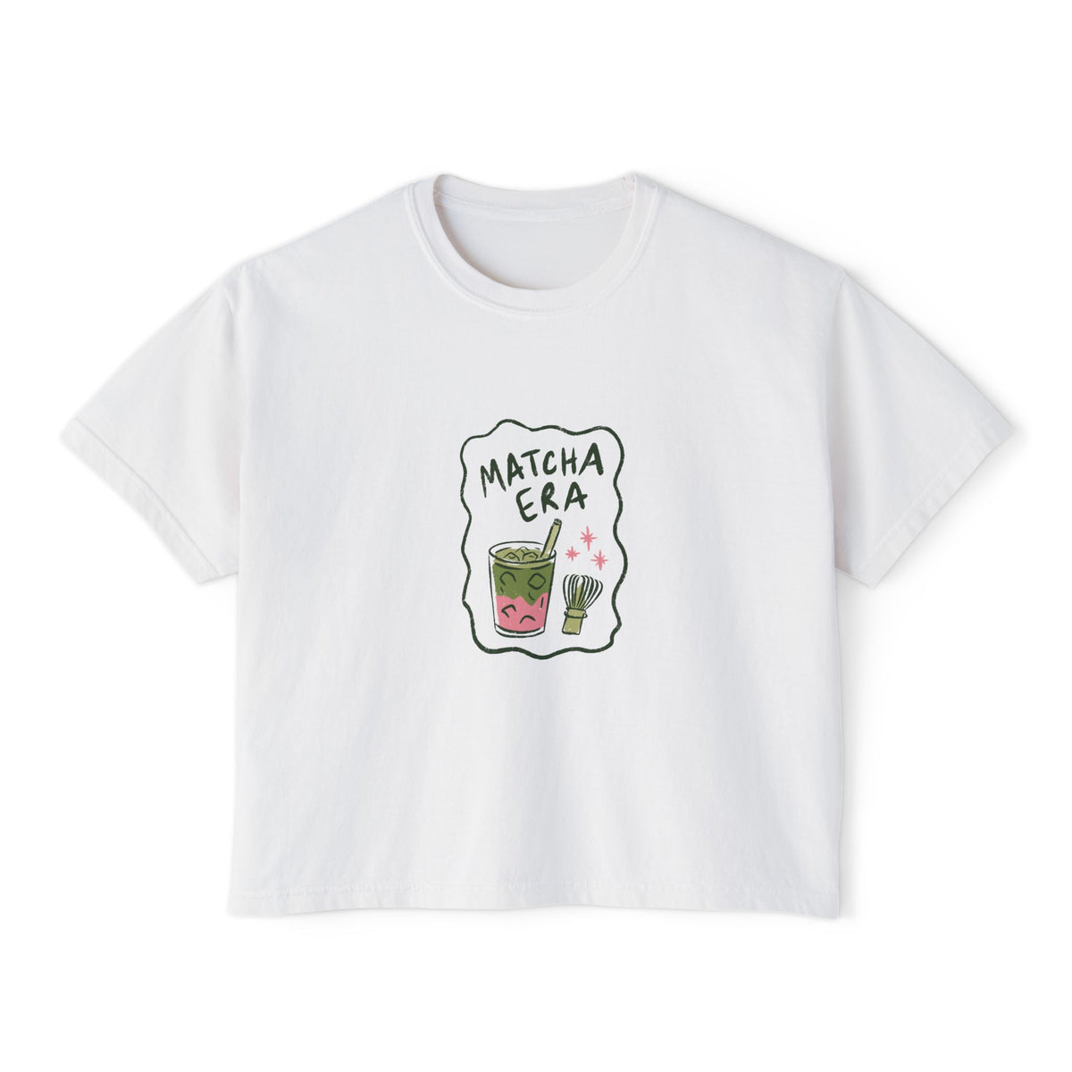 Matcha Era Boxy Tee Cute Matcha Graphic Shirt for Tea Lovers