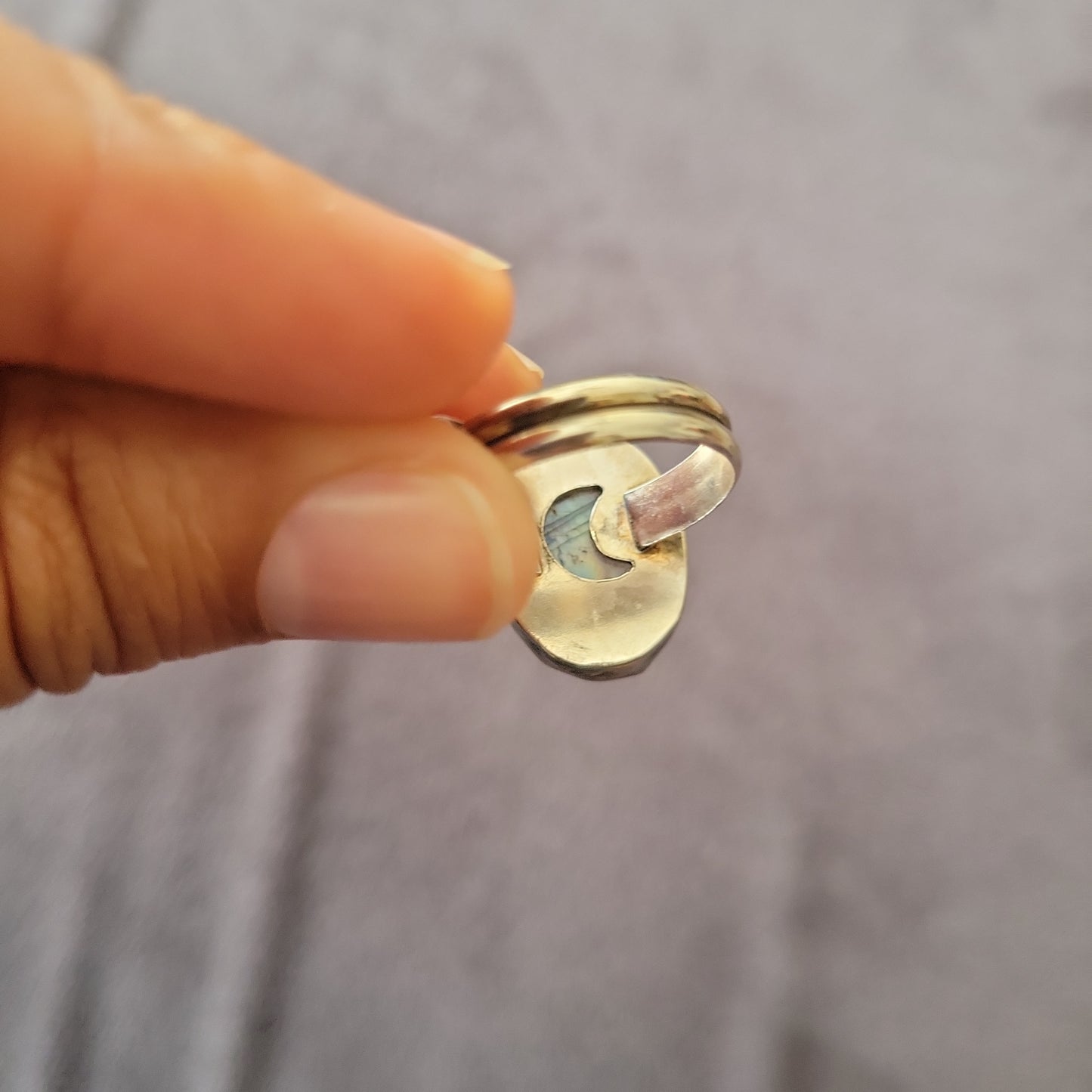 Labradorite Rutilated Quartz Duplet Gemstone Sterling Silver Ring Size 6.5