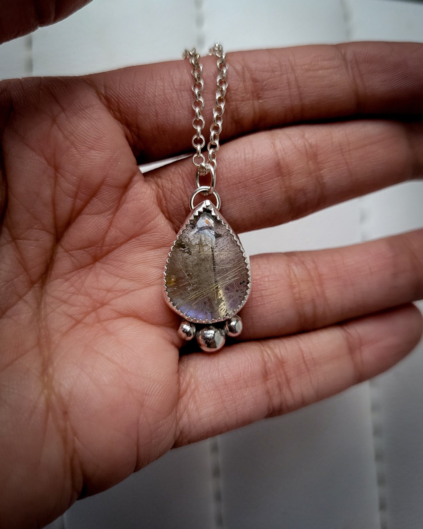 Labradorite Gemstone Sterling Silver Necklace