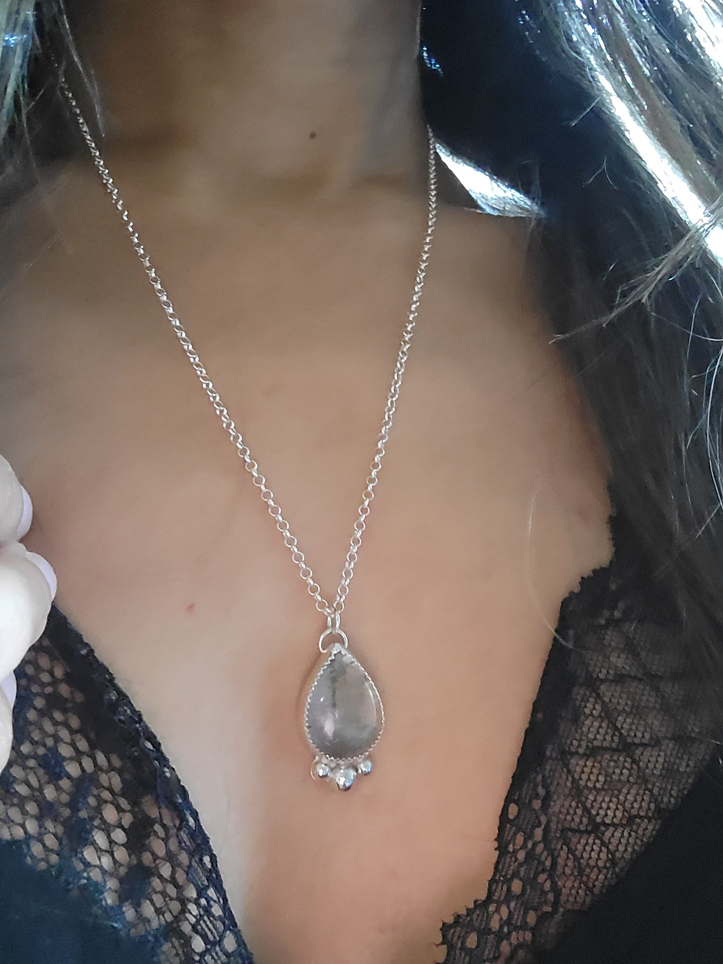 Labradorite Gemstone Sterling Silver Necklace