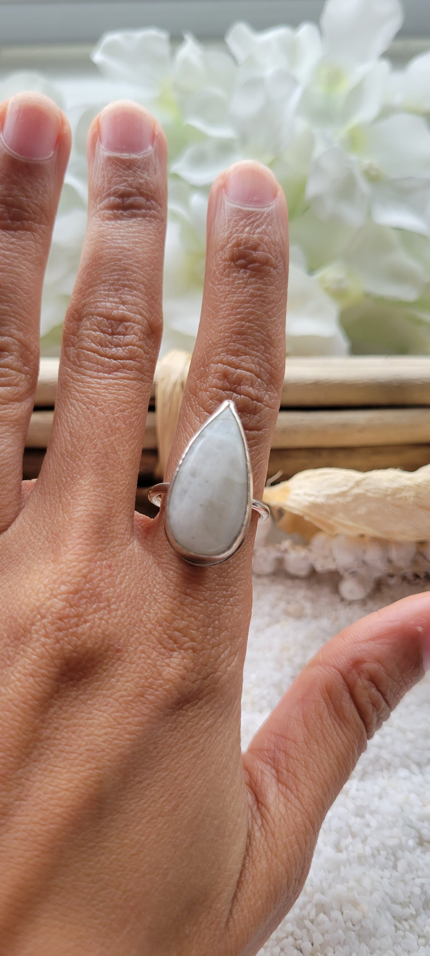 Moonstone Sterling Silver Statement Ring Size 6.5