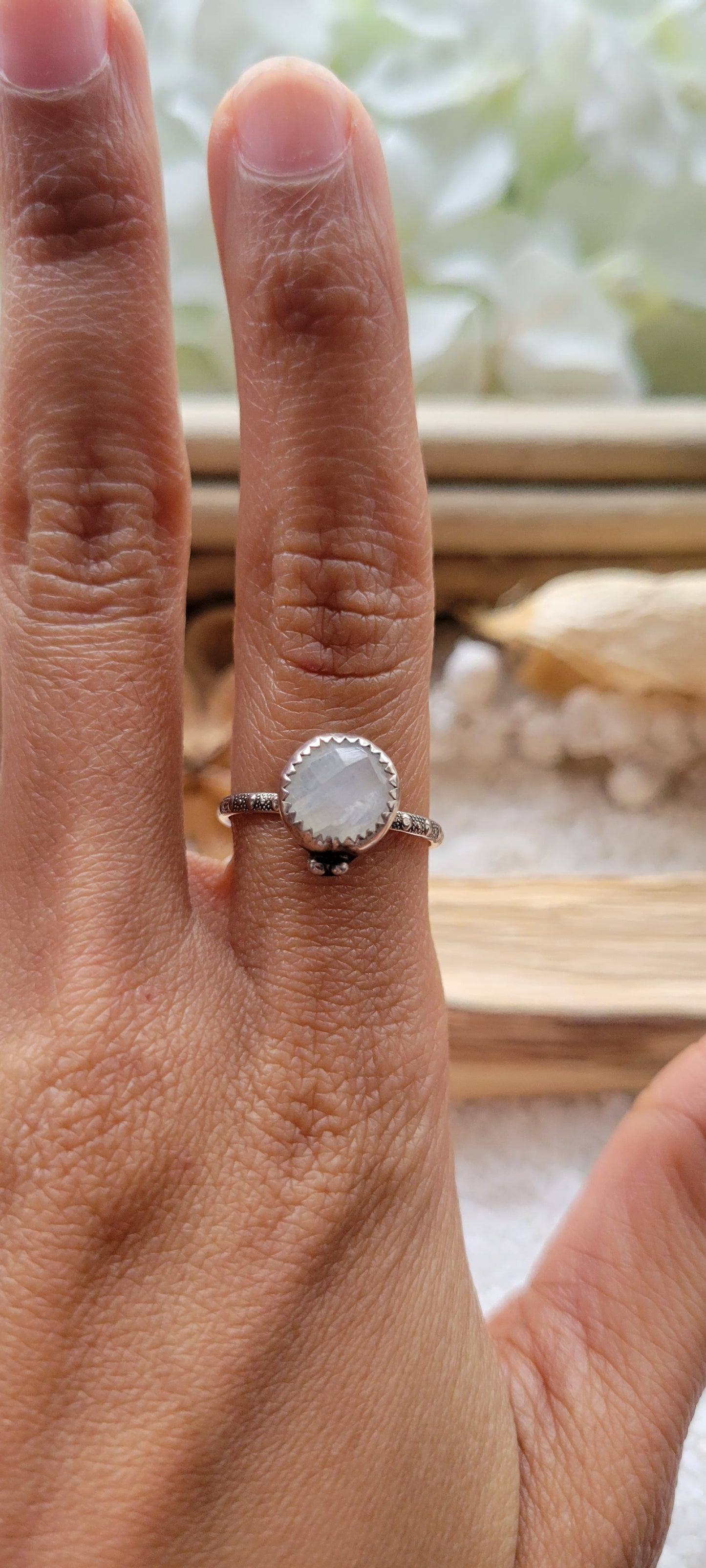 Moonstone Sterling Silver Ring Size 6
