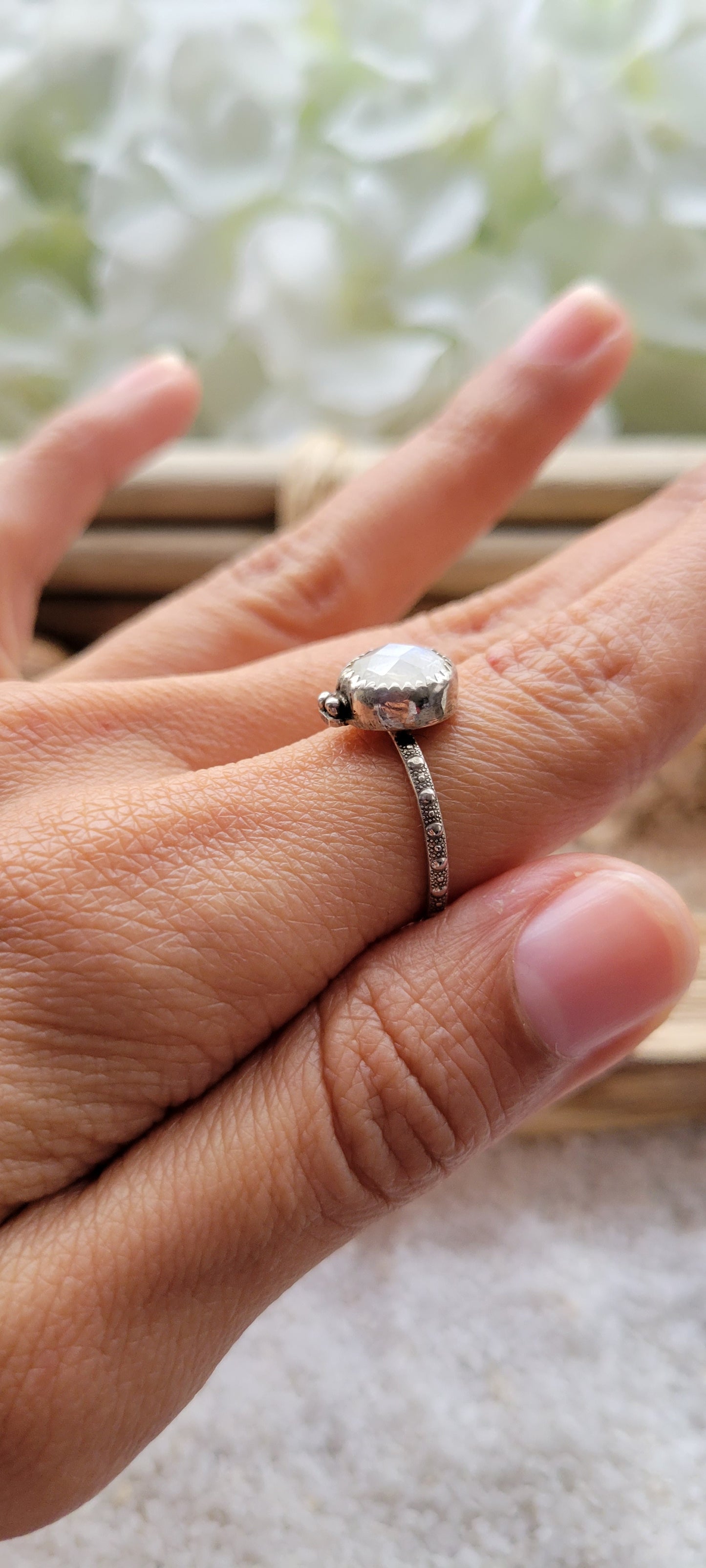 Moonstone Sterling Silver Ring Size 6