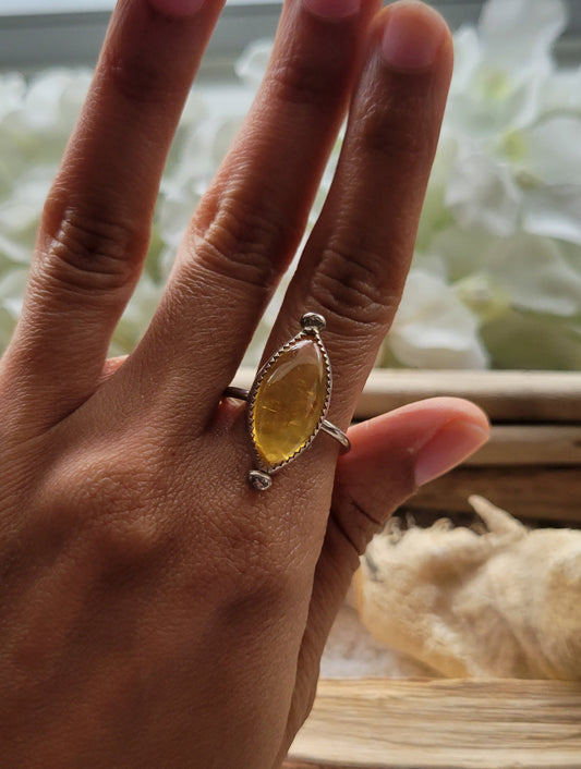 Citrine Sterling Silver Ring Size 7.5