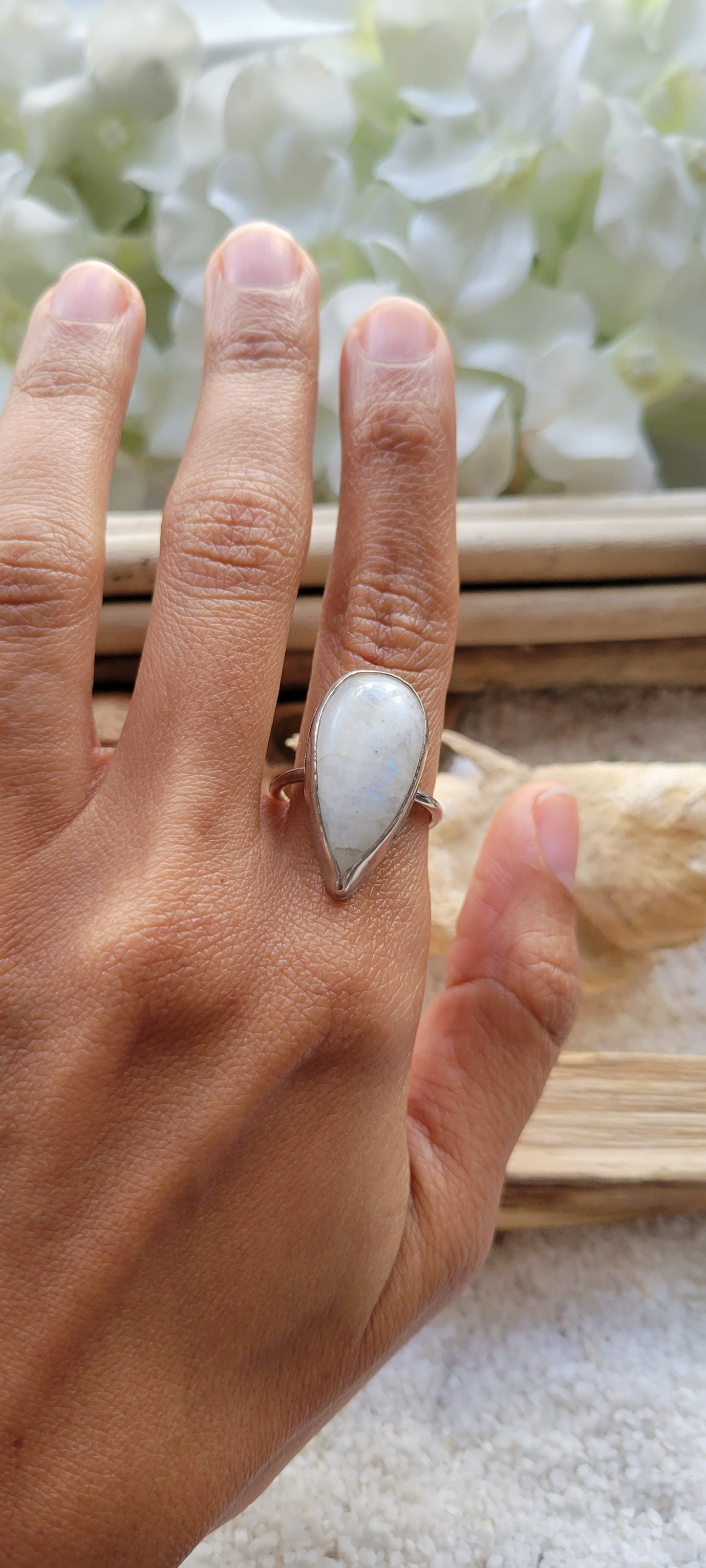 Moonstone Sterling Silver Statement Ring Size 6.5