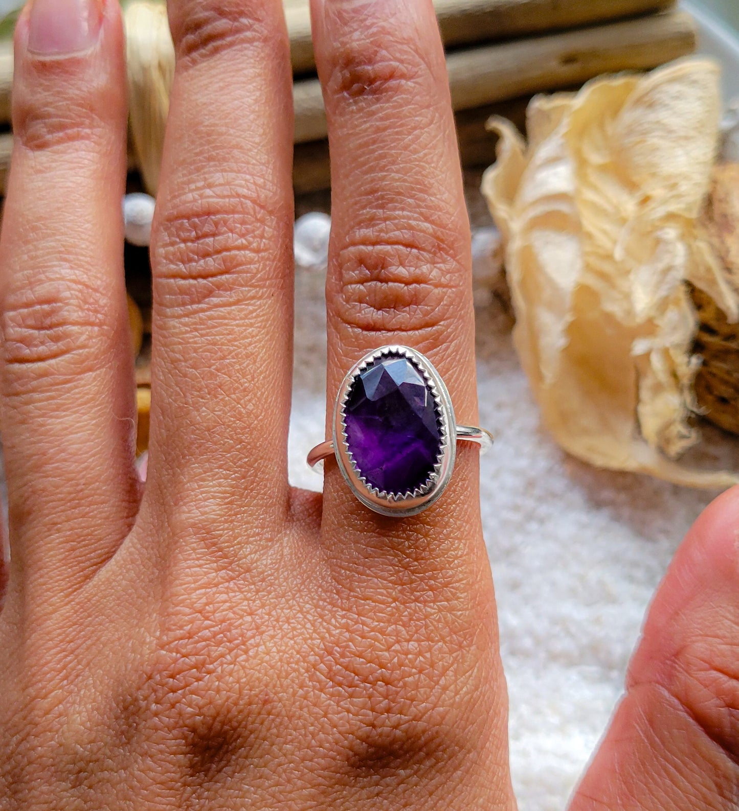 Amethyst Sterling Silver Ring Size 7