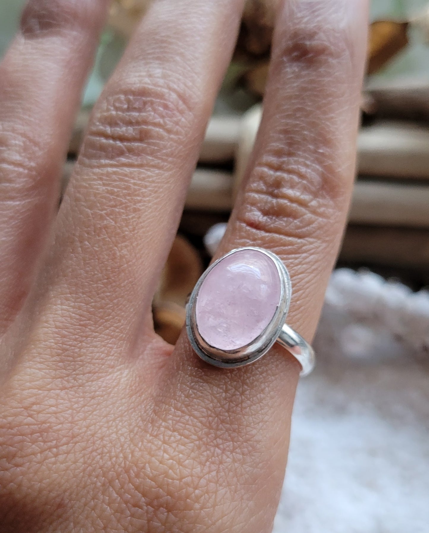 Morganite Sterling Silver Ring Size 6