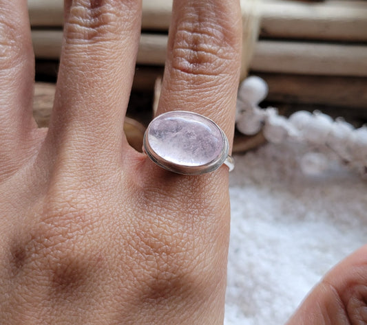 Morganite Sterling Silver Ring Size 6.5