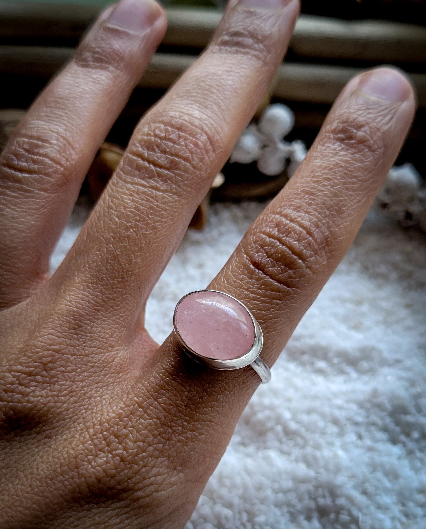 Morganite Sterling Silver Ring Size 7