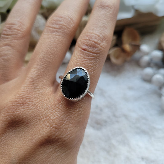 Black Onyx Sterling Silver Ring Size 7