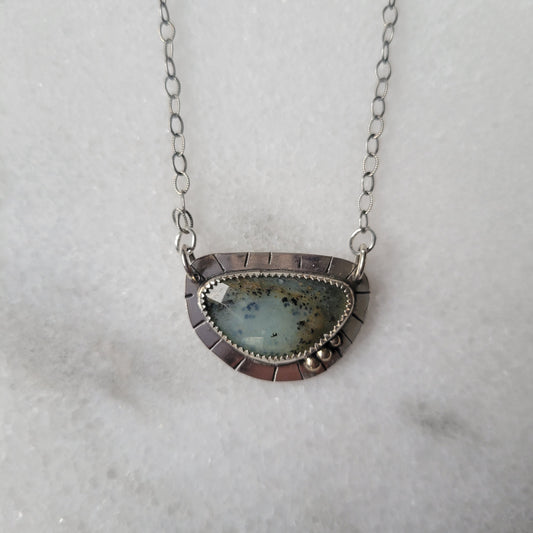Peruvian Opal Necklace Sterling Silver and 10k gold details