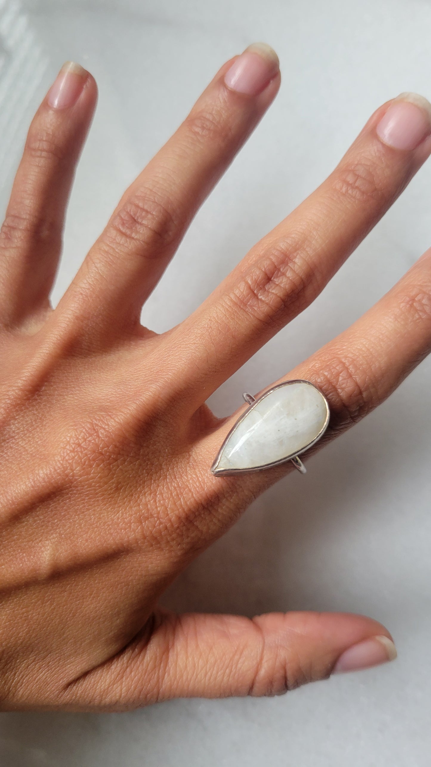 Moonstone Sterling Silver Statement Ring Size 6.5