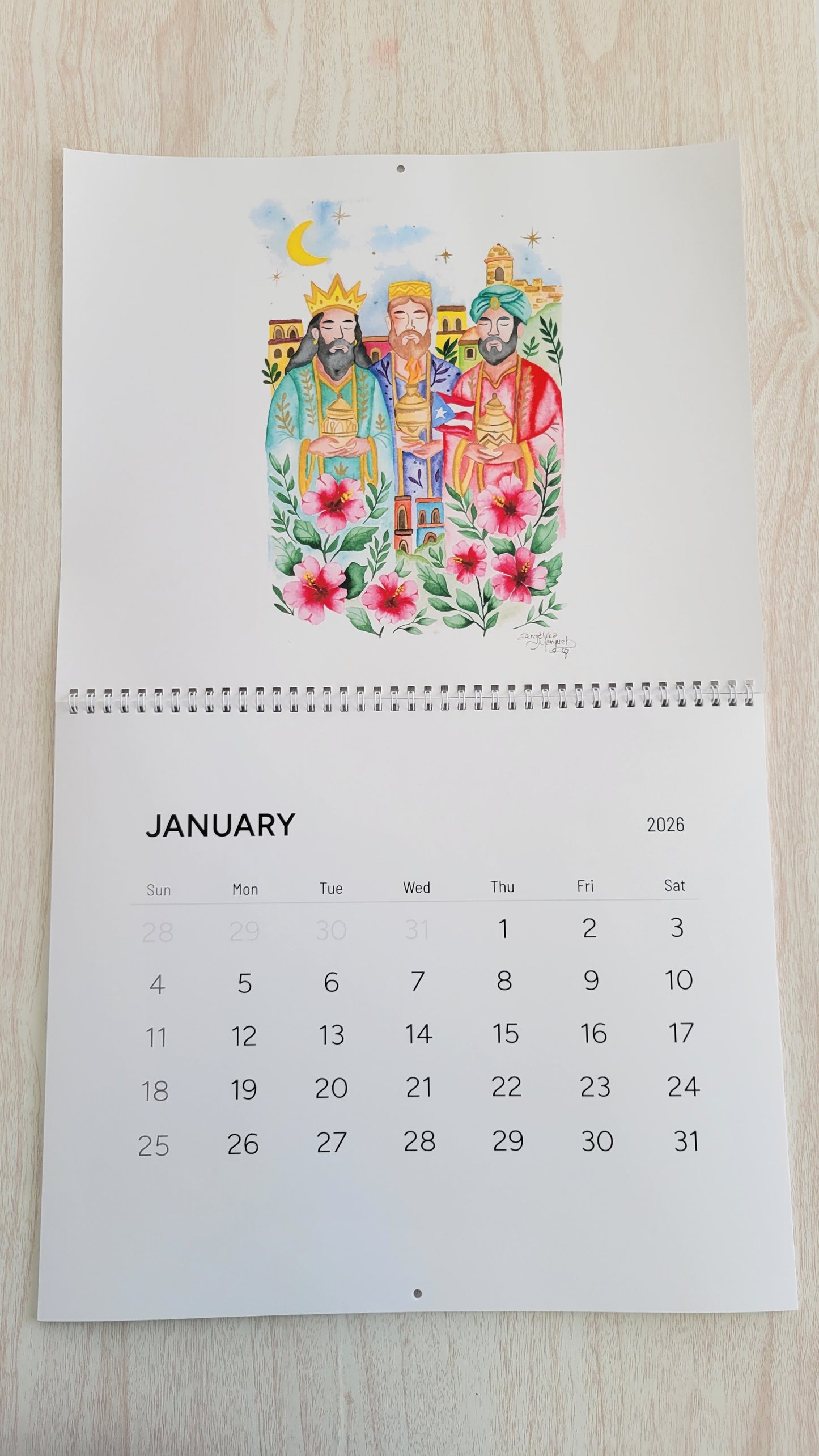 2026 Calendario Boricua Art Wall Calendar Watercolor Art Prints