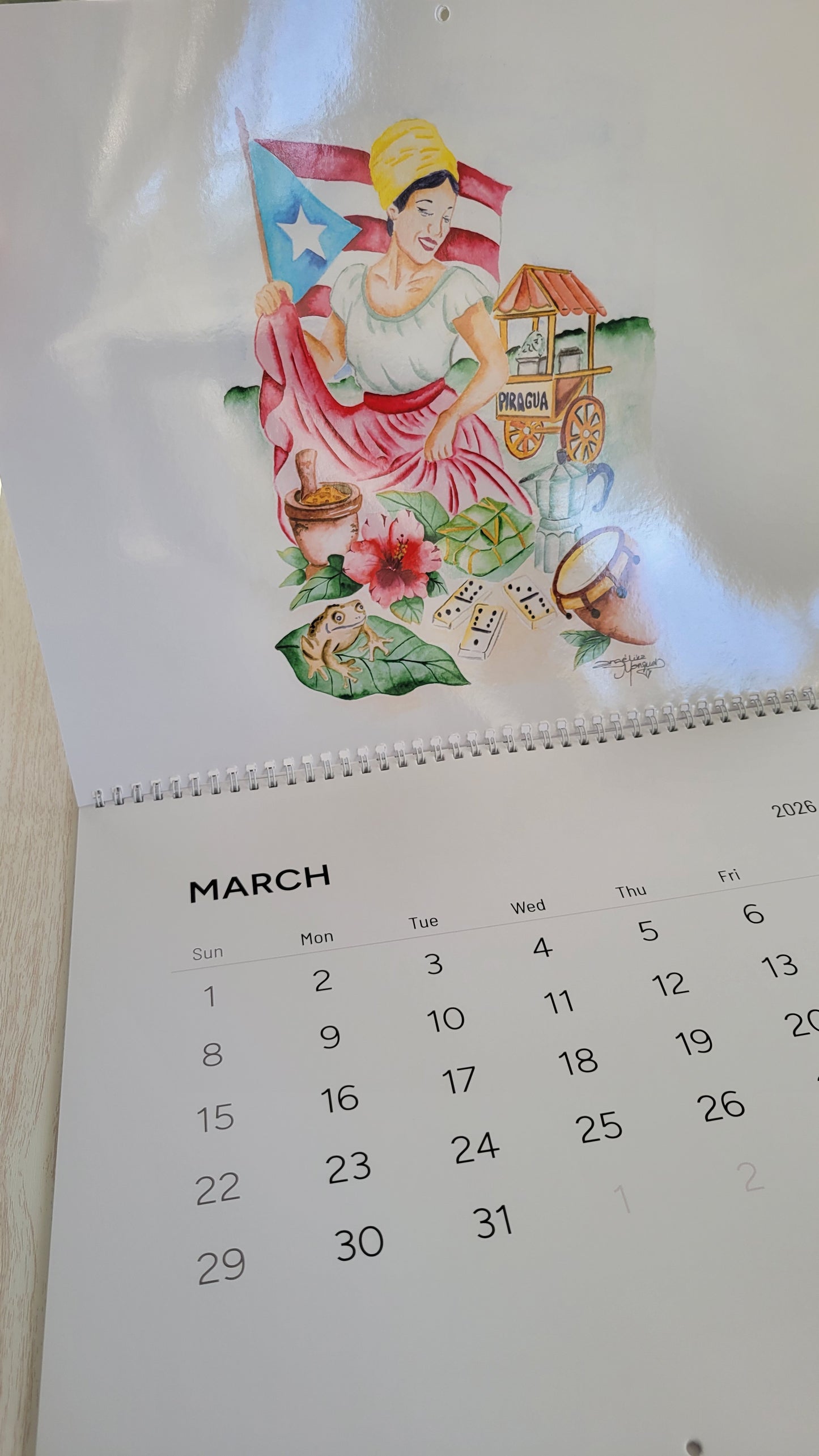 2026 Calendario Boricua Art Wall Calendar Watercolor Art Prints