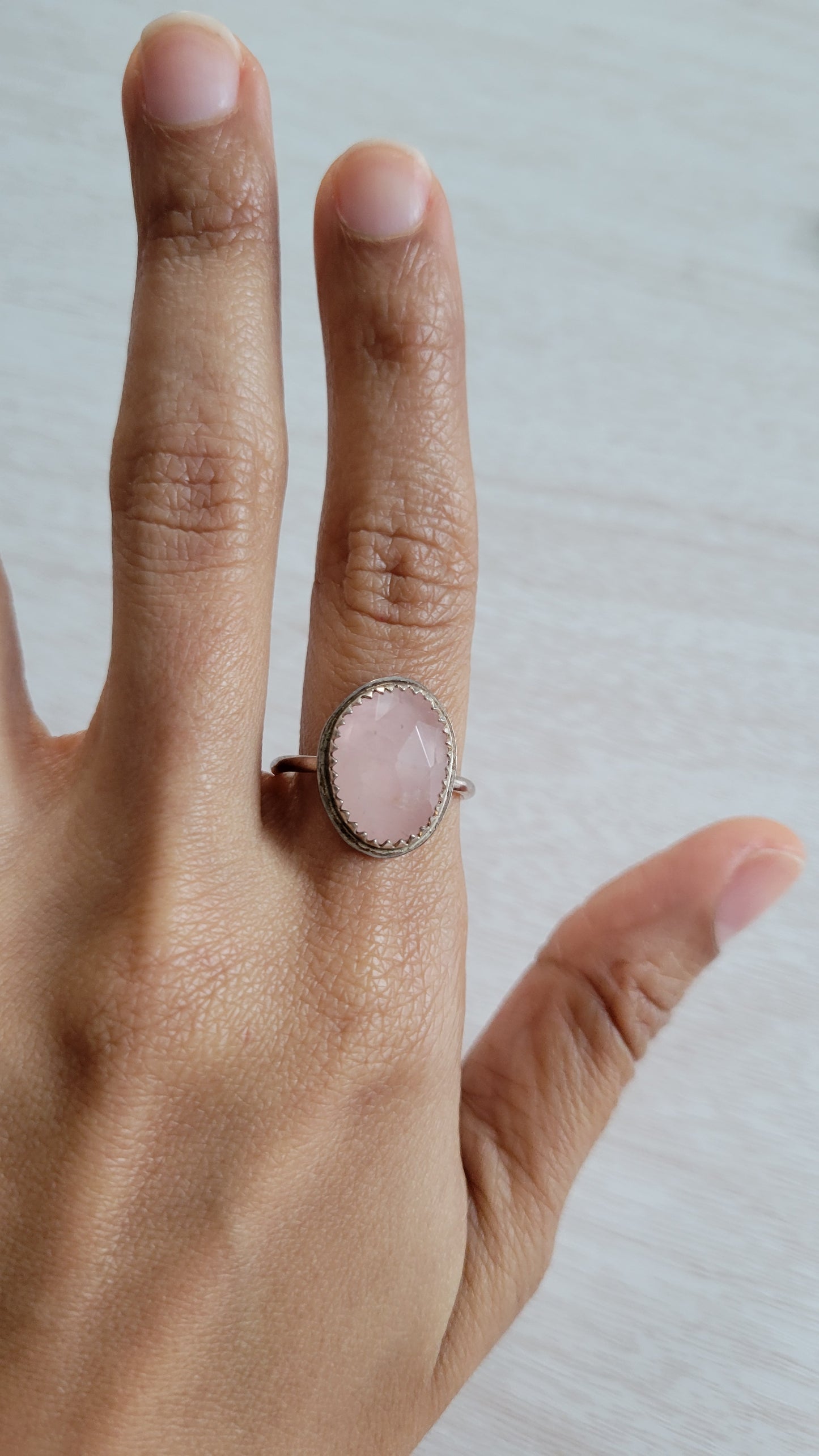 Rose Quartz Sterling Silver Size 7.5