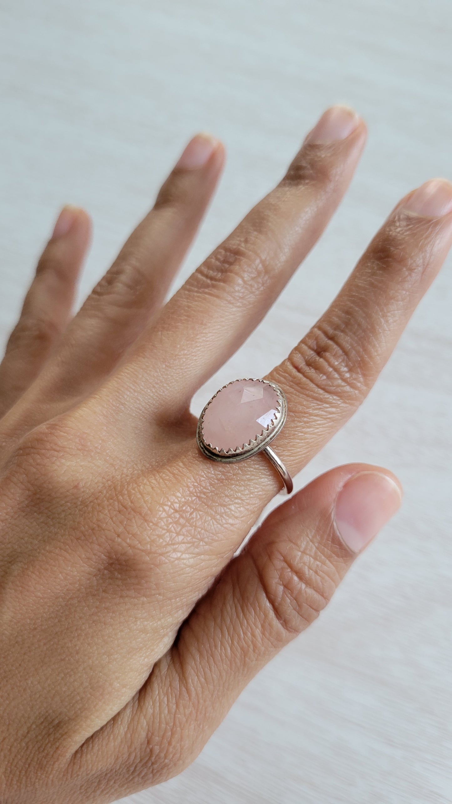 Rose Quartz Sterling Silver Size 7.5