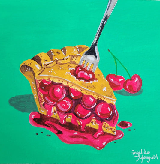 Cherry Pie Gouache Original Art 6x6