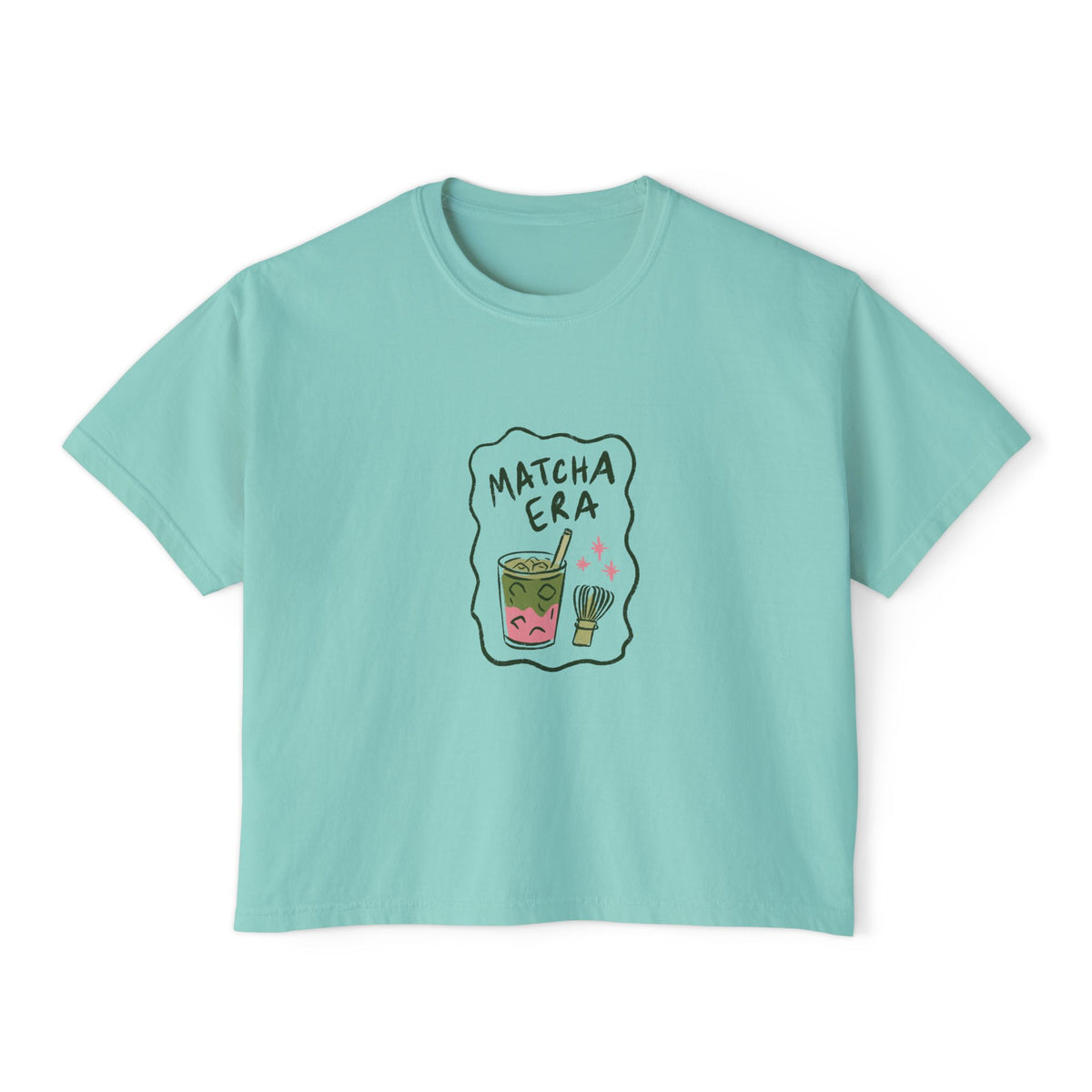 Matcha Era Boxy Tee Cute Matcha Graphic Shirt for Tea Lovers