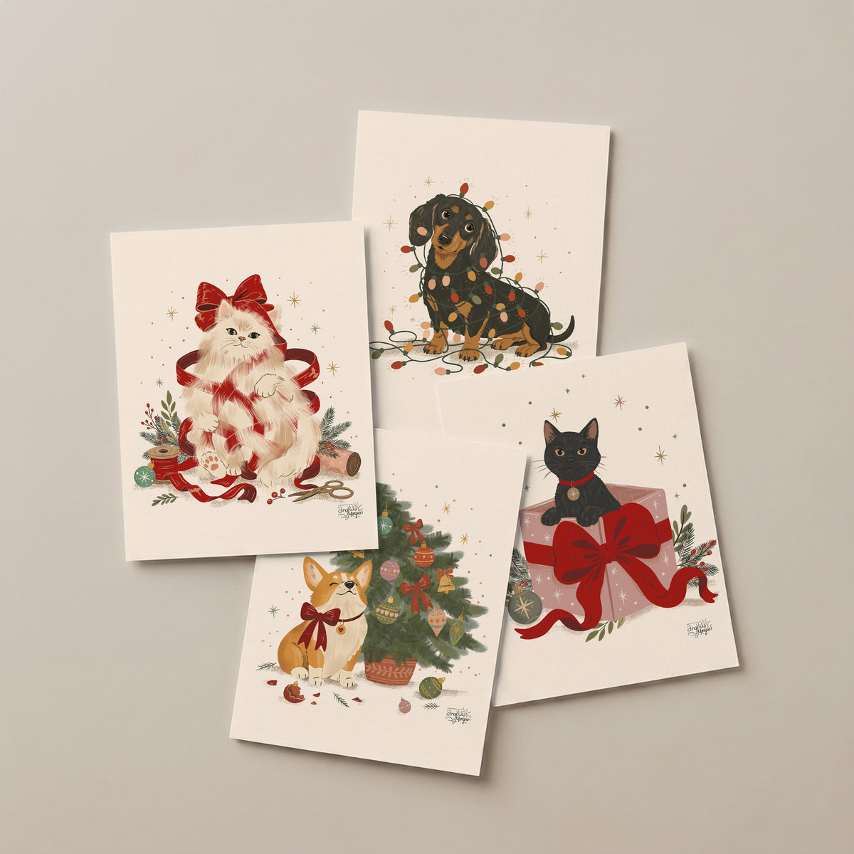 Funny Corgi Christmas Card – Naughty Dog and Broken Christmas Tree
