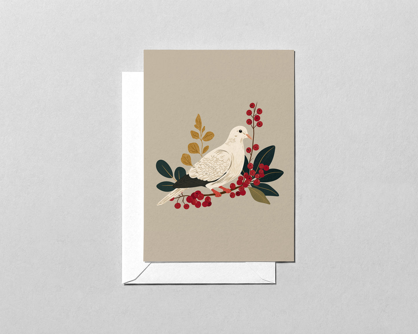 Christmas Dove Card – Peaceful Winter Bird Holiday Greeting Card