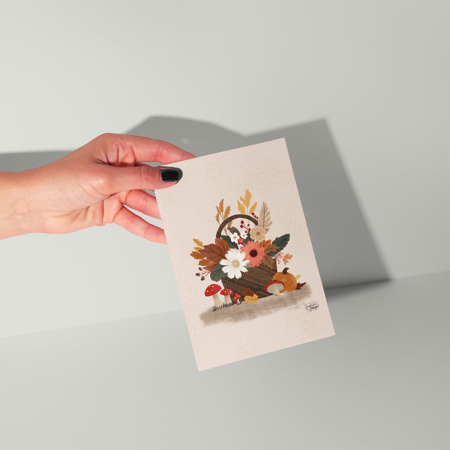 Fall Flower Basket Greeting Card – Autumn Floral Blank Card