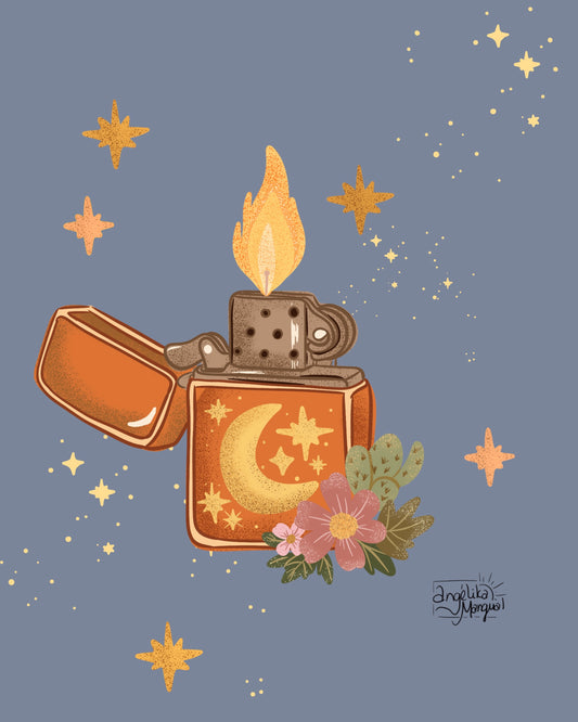 Digital Moonlit Lighter Boho Western Illustration