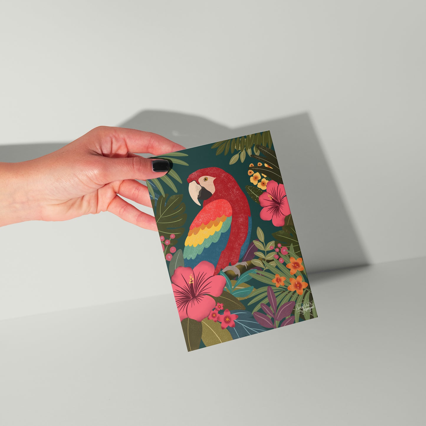 Colorful Parrot Greeting Card – Tropical Bird Blank Card