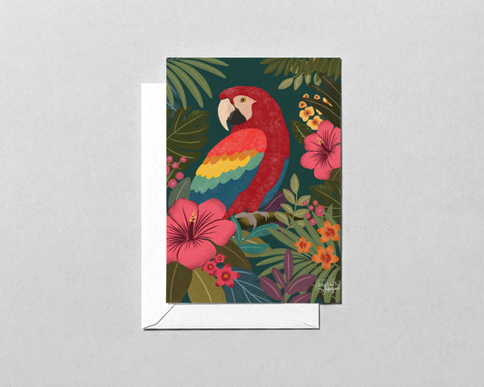 Colorful Parrot Greeting Card – Tropical Bird Blank Card