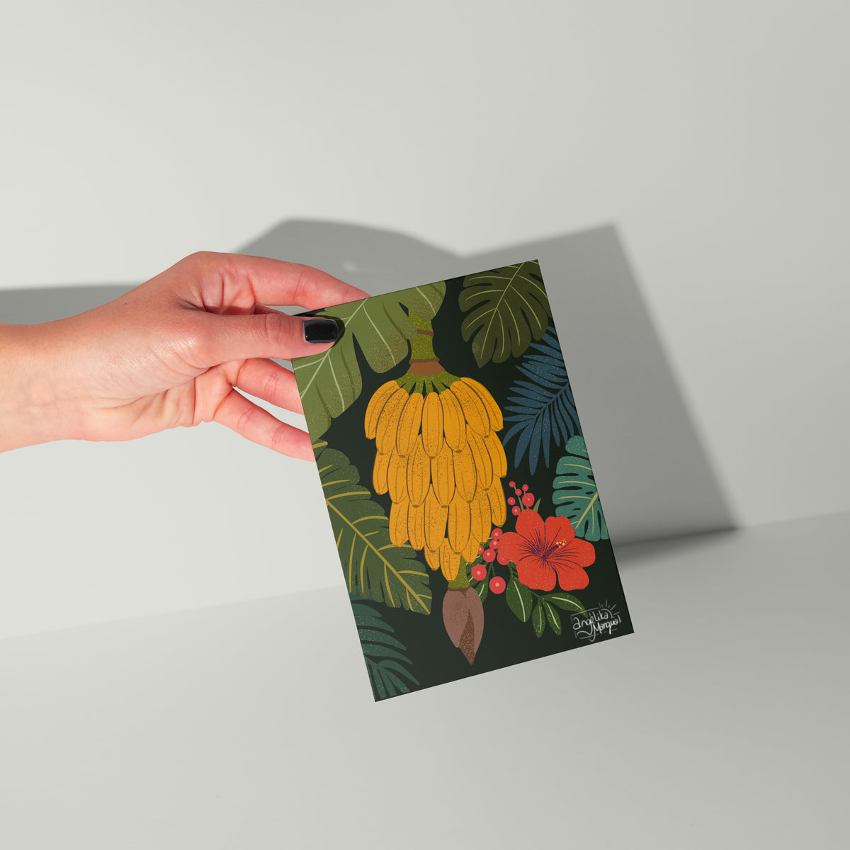 Plantain Botanical Greeting Card – Tropical Green Leaves Blank Card