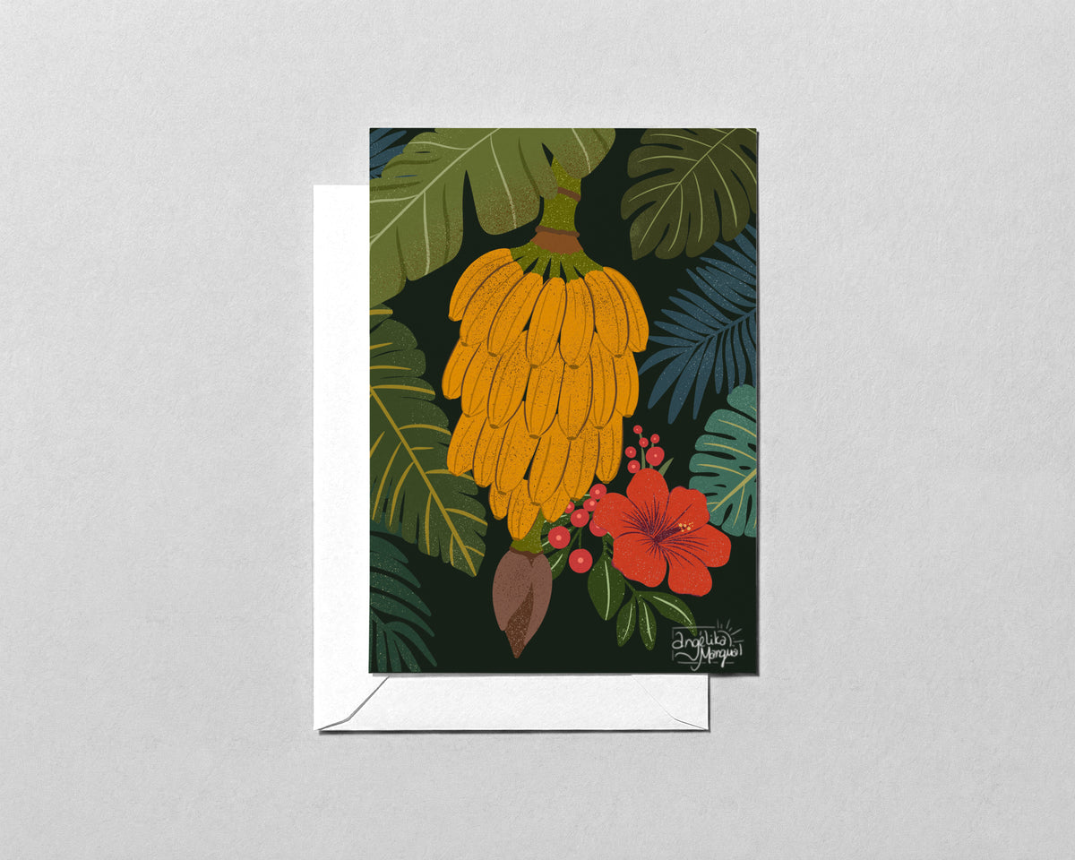 Plantain Botanical Greeting Card – Tropical Green Leaves Blank Card