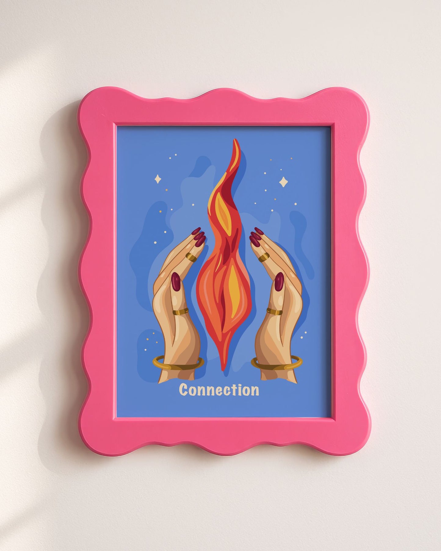 Connection Oracle Card Hands and Fire Print