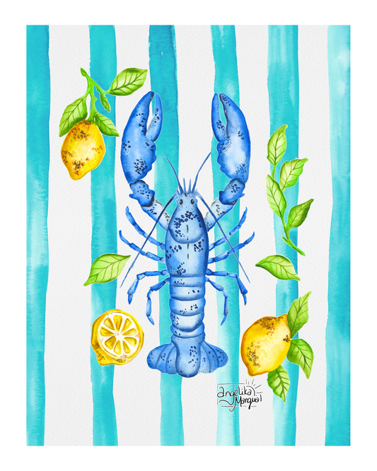 Lobster Mediterranean Coastal Menu Art Print